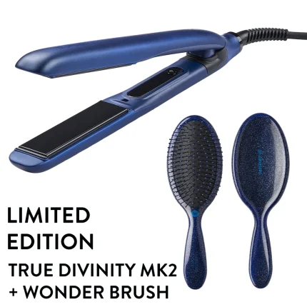 HH Simonsen Edición Limitada Plancha de pelo True Divinity MK2 Lunar + cepillo Wonder Brush Midnight Blue